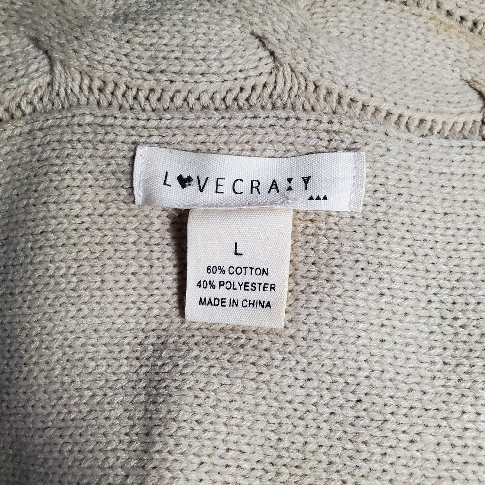 LOVE CRAZY Cable Knit Duster Cardigan Waterfall Style Open Front Size Lg. EUC - Picture 9 of 14